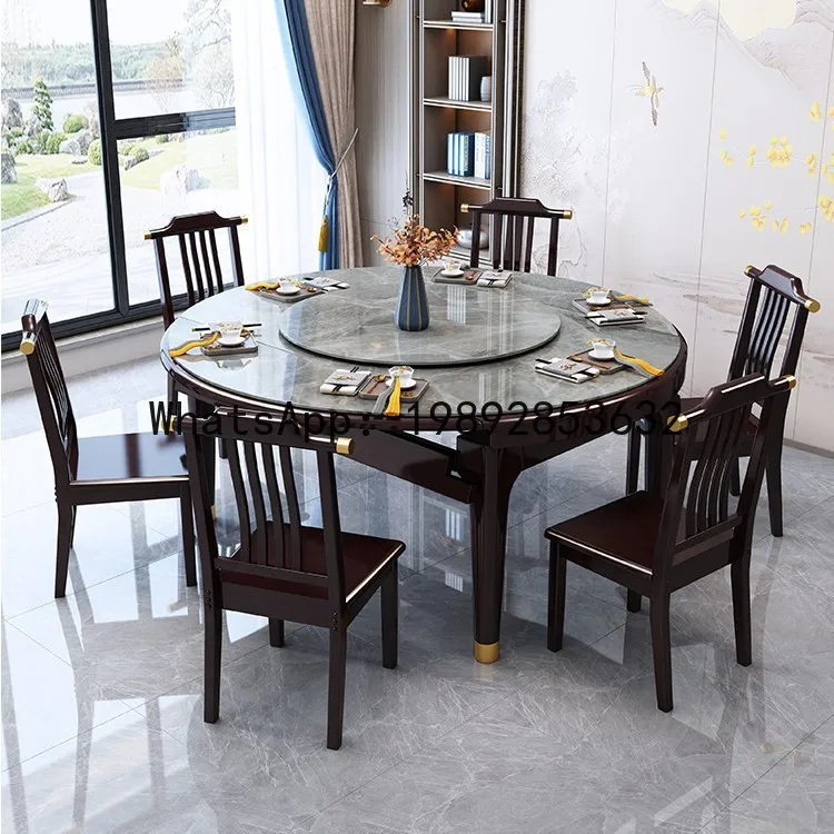 CZ Rock Slab  Table Modern Simple Home Small Apartment Extendable Square Round Dual-use Living Room Solid Wood Dining Table