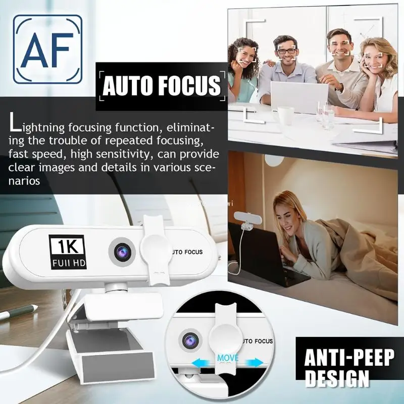 Autofocus Widescreen Webcam Computer with Privacy Cover for Laptop Desktop Video Dropship