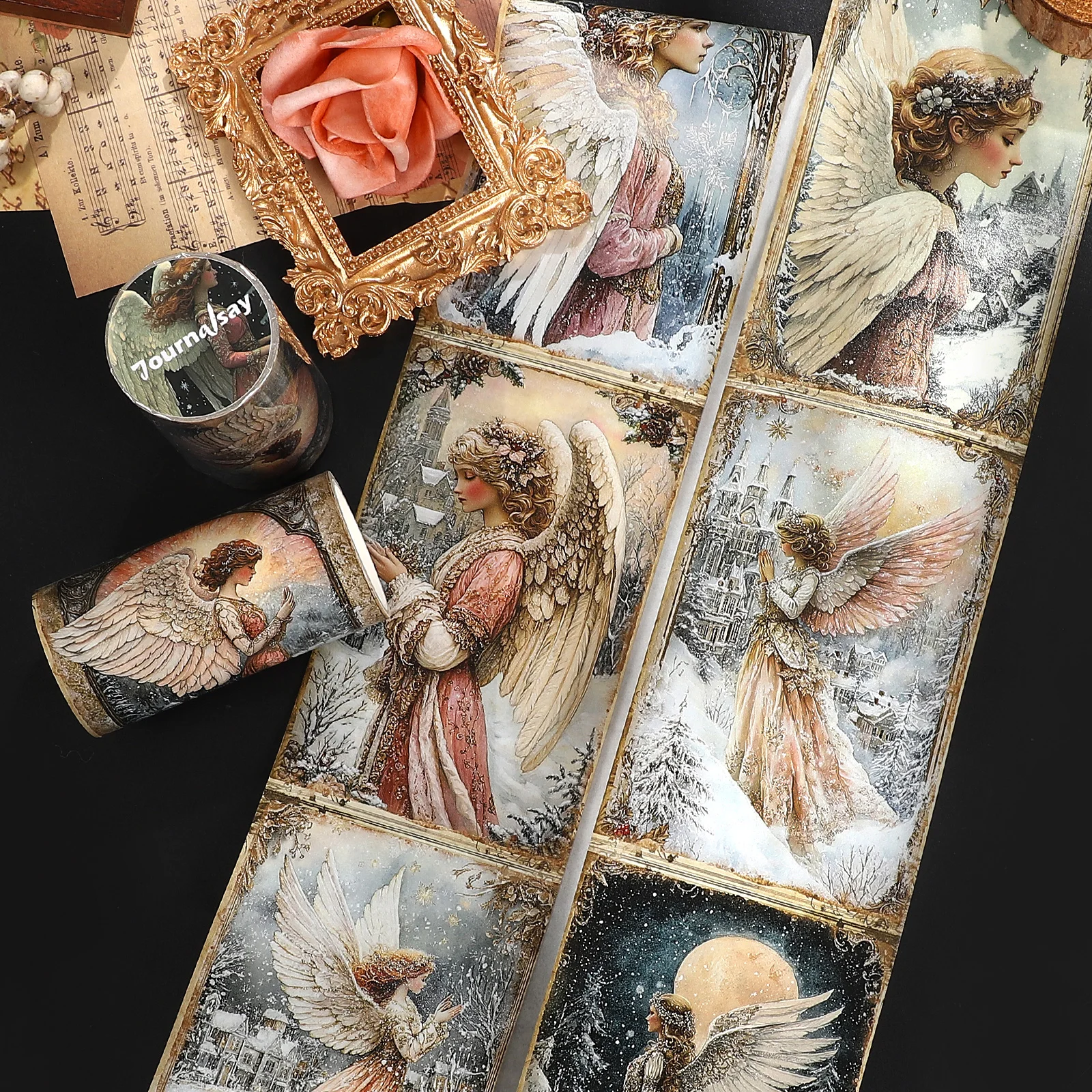 เทปวาชิลายวิคตอเรียนวินเทจ ขนาด 80 มม.*205 ซม. ลายตัวละครและทิวทัศน์ สำหรับงาน DIY สร้างสรรค์ วัสดุตกแต่งสมุดบันทึก คอลลาจ และเครื่องเขียน