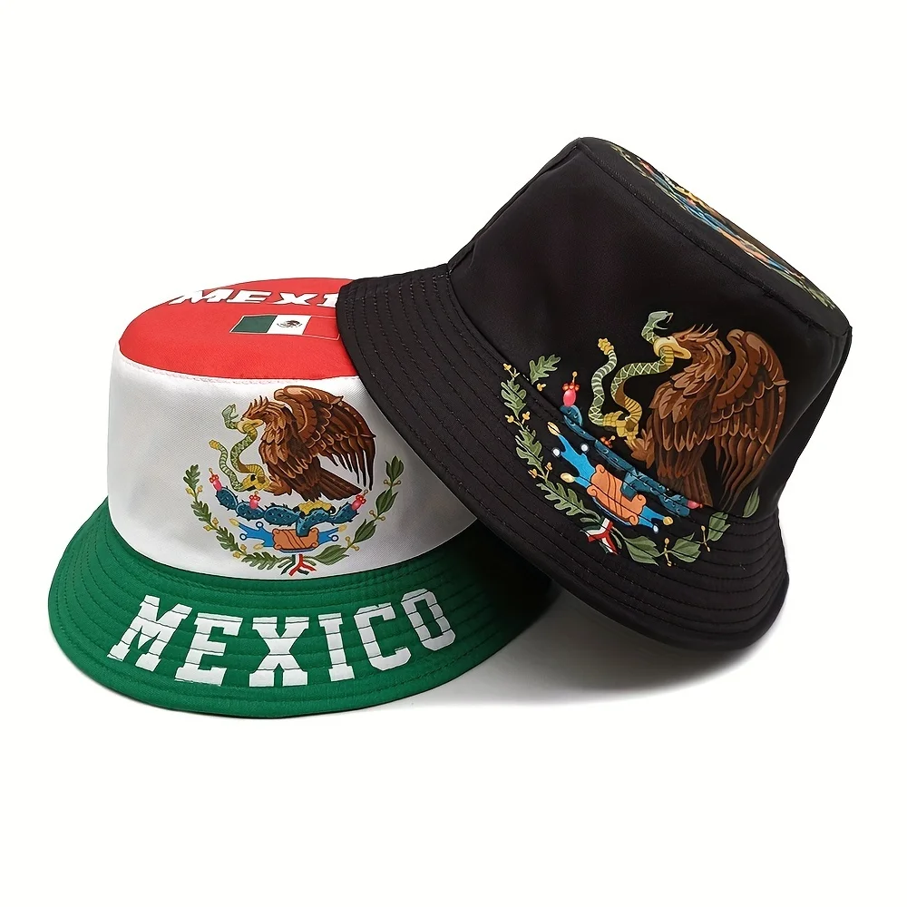 

MIACAWOR Dual-Sided Eagle & Mexico Patriotic Print Bucket Hat - Lightweight Adjustable Unisex Outdoor Sun Hat