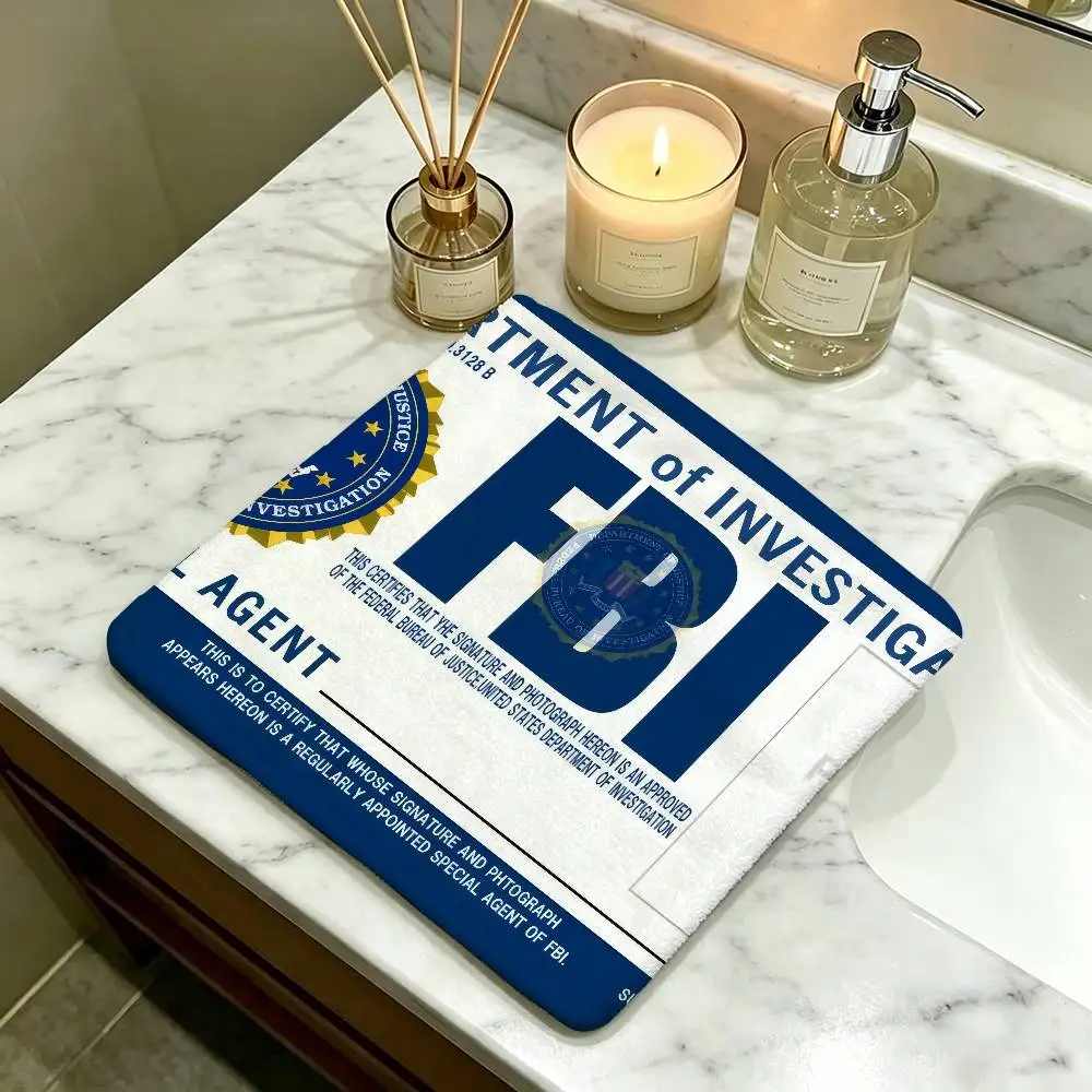 Police FBI Matte Film   Polyester Cotton Daily Towel Hanging Kitchen Hand Wiping Cloth Durable for Whole House Use