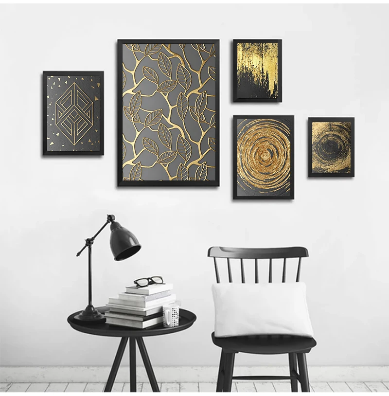 Laeacco Gold-smelting Art Pictures Wall Art Print Canvas Painting Wall Decor Posters And Prints For Living Room Decoration
