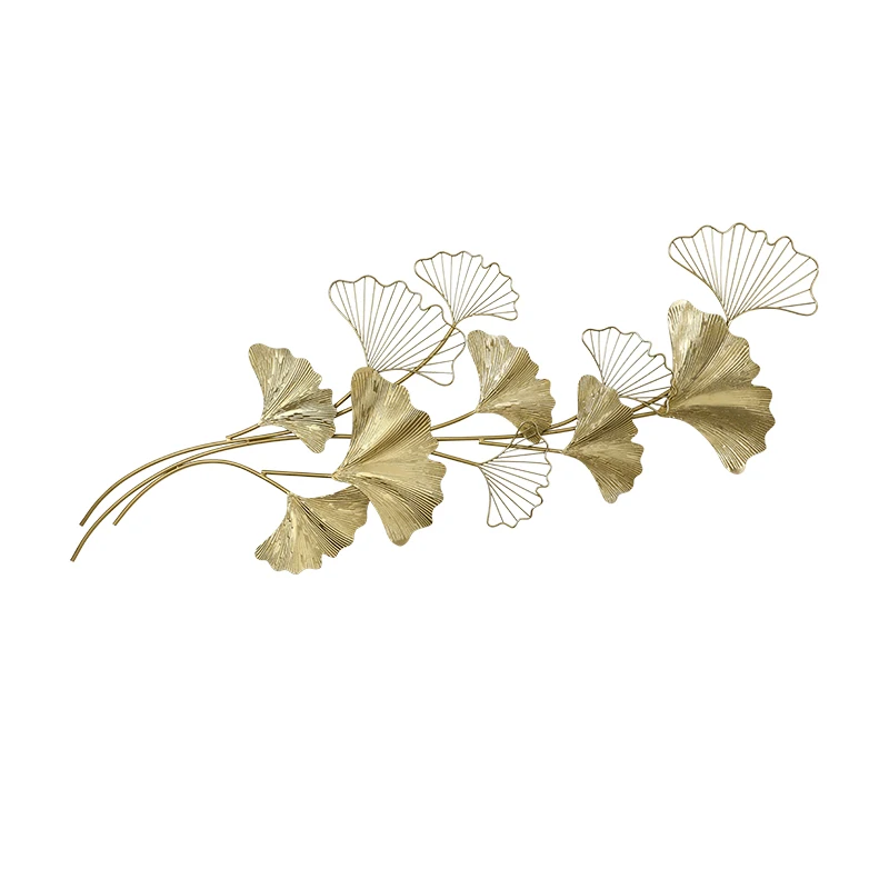 Style Metal Ginkgo Biloba Wall Decoration Creative Background Wall Decoration Light Luxury Restaurant Wall Decoration Pendant