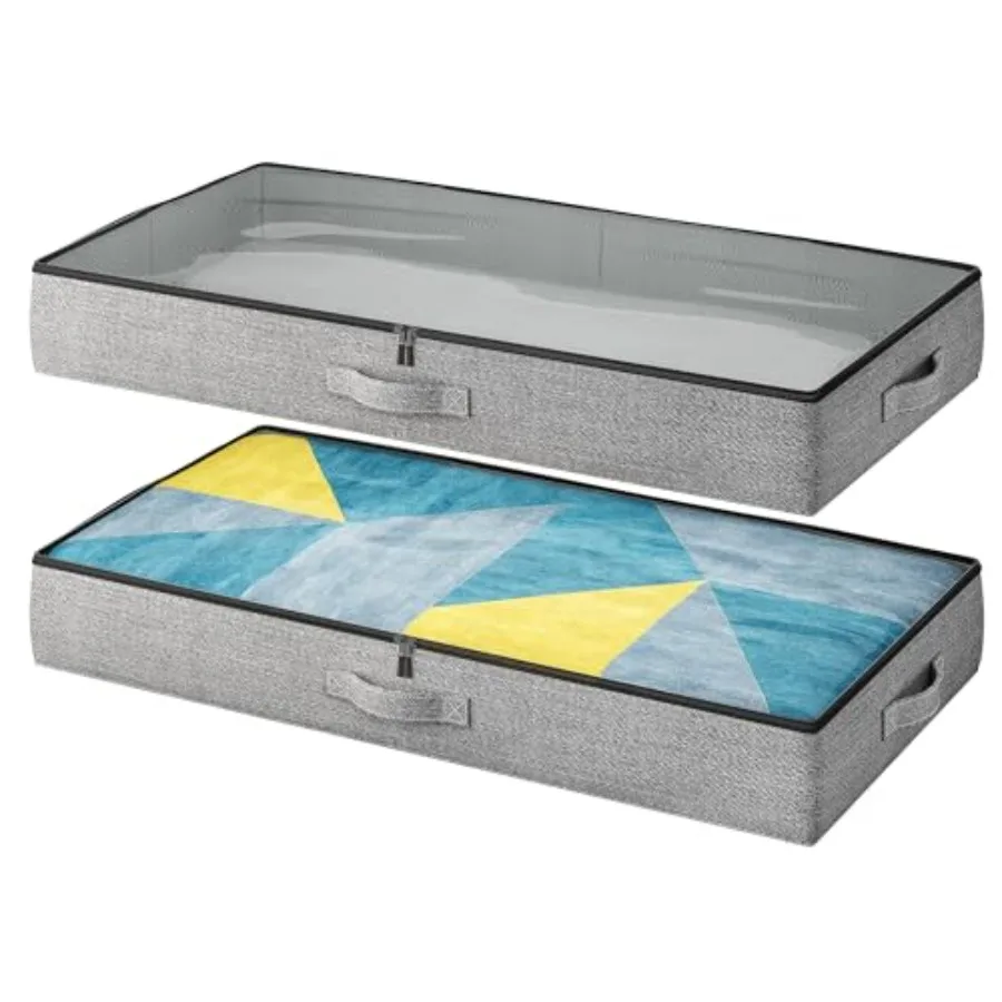 

2-Pack Under Bed Storage Contaers, Low Profile Underbed Clothes Storage Organizer Bin with Sturdy Sidewalls/Bottom, Underbed St