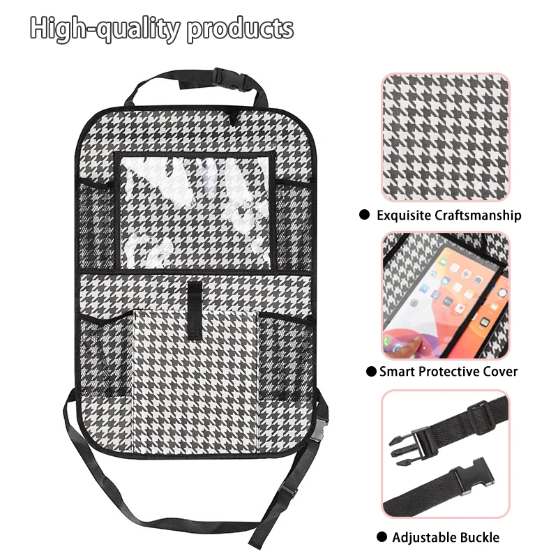 Car Backseat Organizer with iPad Protector Cover Auto Storage Multi-Pockets Cover Car Seat Back Protectors for Trip Kids Travel