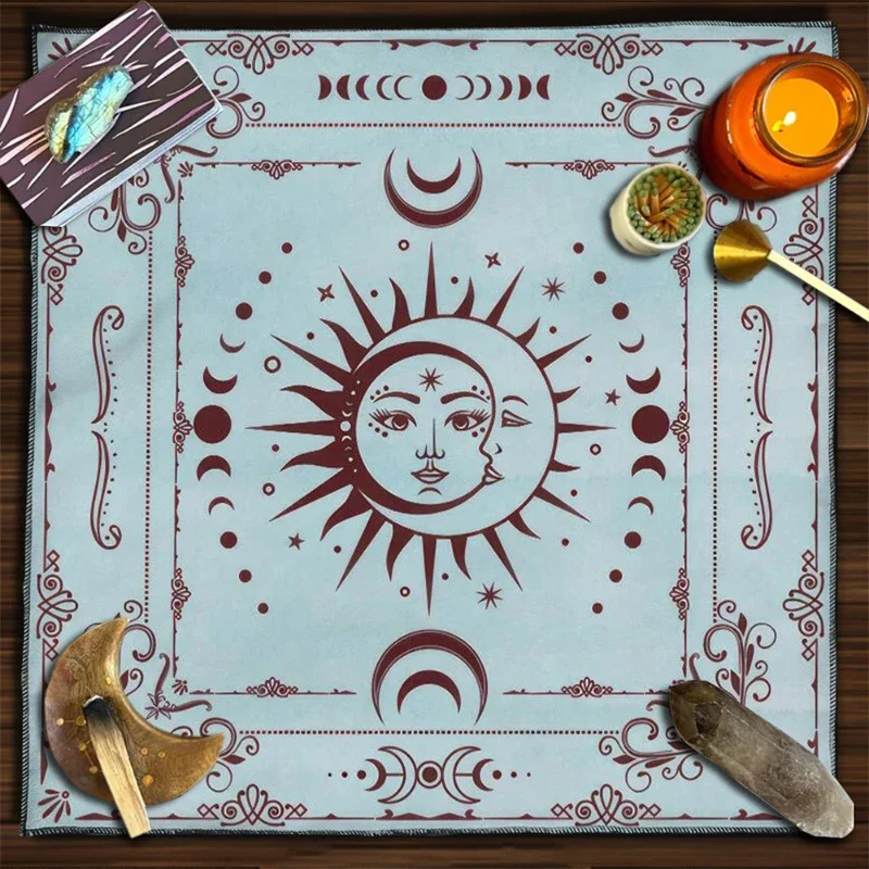 VIKAMA Pentagram Serpent Moon Floral Tarot Altar Cloth Divination Mat Spiritual Witchcraft Astrology Wiccan Home Decor