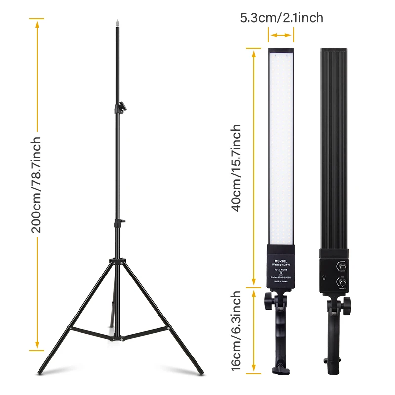 Photography Lighting Stick, LED Video Light Kit with Stand Dimmable Bi-color 3200-5500K for Live Streaming Portrait Vlog, 50W