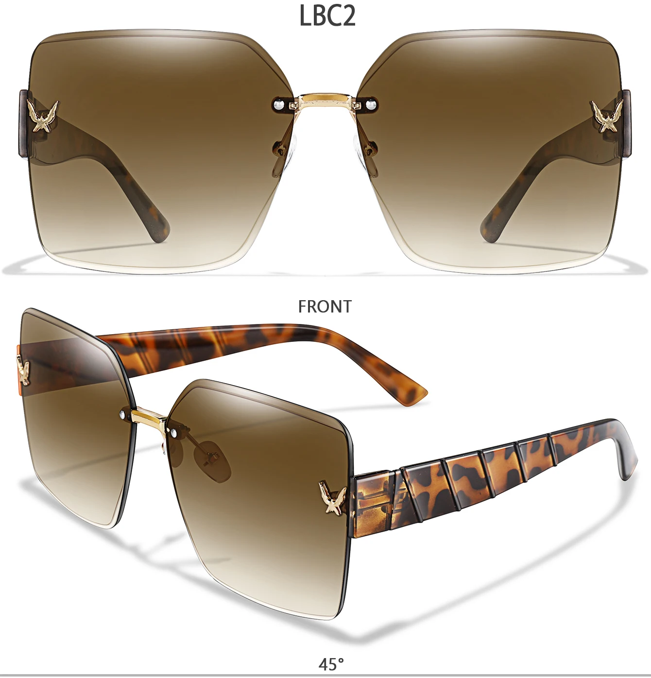 Trendige randlose Sonnenbrille für Damen und Herren, lässige quadratische Brille mit UV-Schutz für Outdoor-Wandern, Angeln, Radfahren – Detail 5