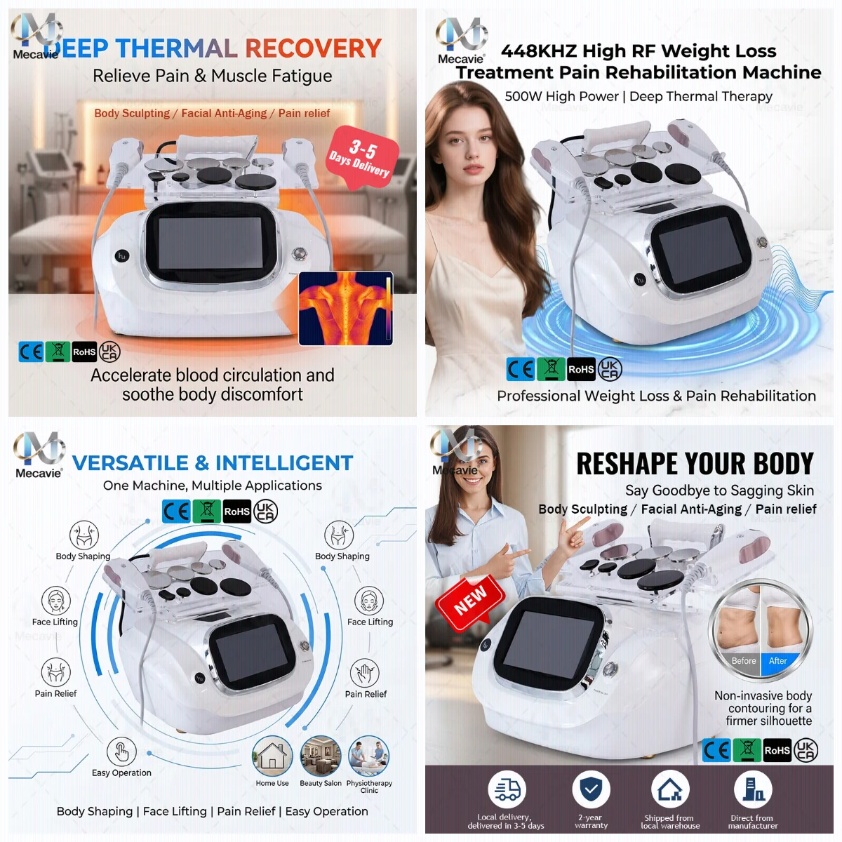2026 Latest Tecar 448K Body Slimming Machine Skin Tightening Wrinkle Smoothing Face Massage Weight Loss Salon Beauty Equipment