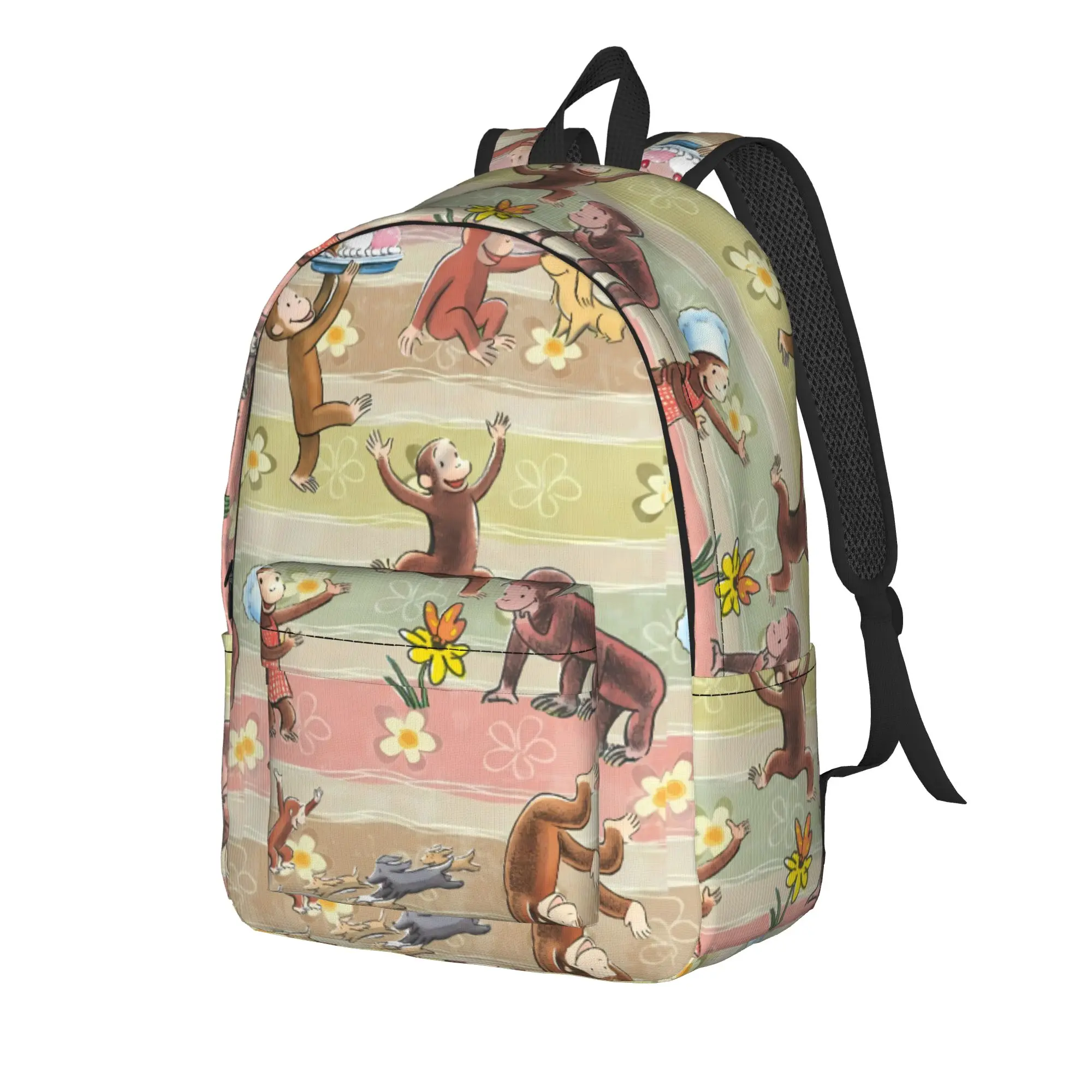 C-Curious George Backpack  Hiking Backpacks Teen Style School Bags Colorful Durable Rucksack