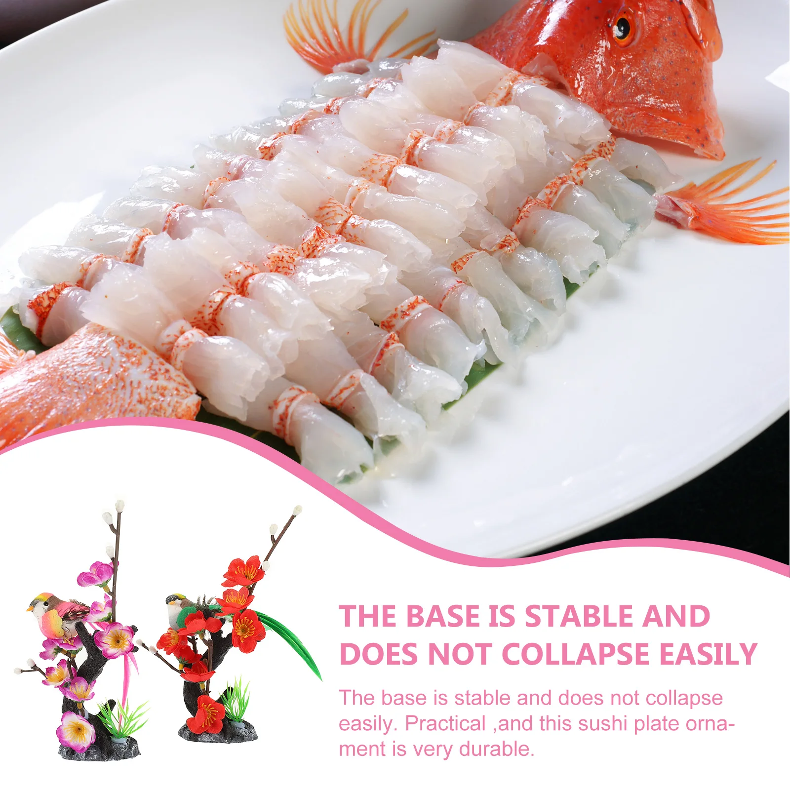 

2pcs Plum Blossom Cold Dish Garnish Realistic Shape Sushi Plate Decor Plastic Flower Ornament Japanese Restaurant