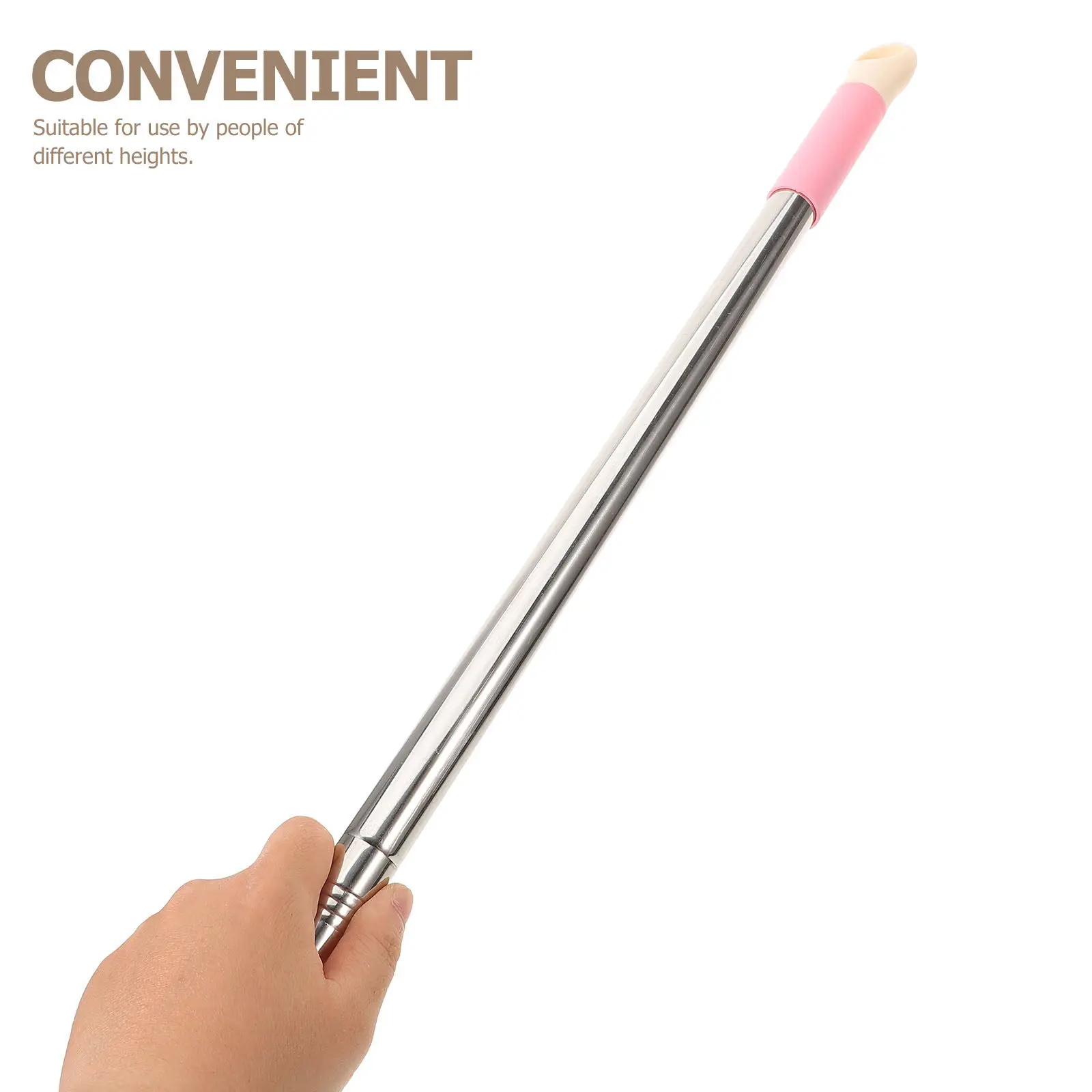 1Set Three Section Stainless Steel Mop Pole Replacement Handle Threaded Adjustable Mop Stick for Bathroom Floor Cleaning Broom