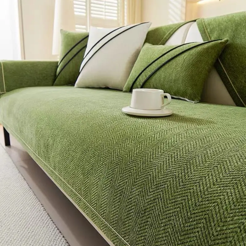 

Chenille Living Room Sofa Cover Anti-slip and Scratch-resistant Seat Cushion Four-season Universal Straight-line Sofa Dust Cover