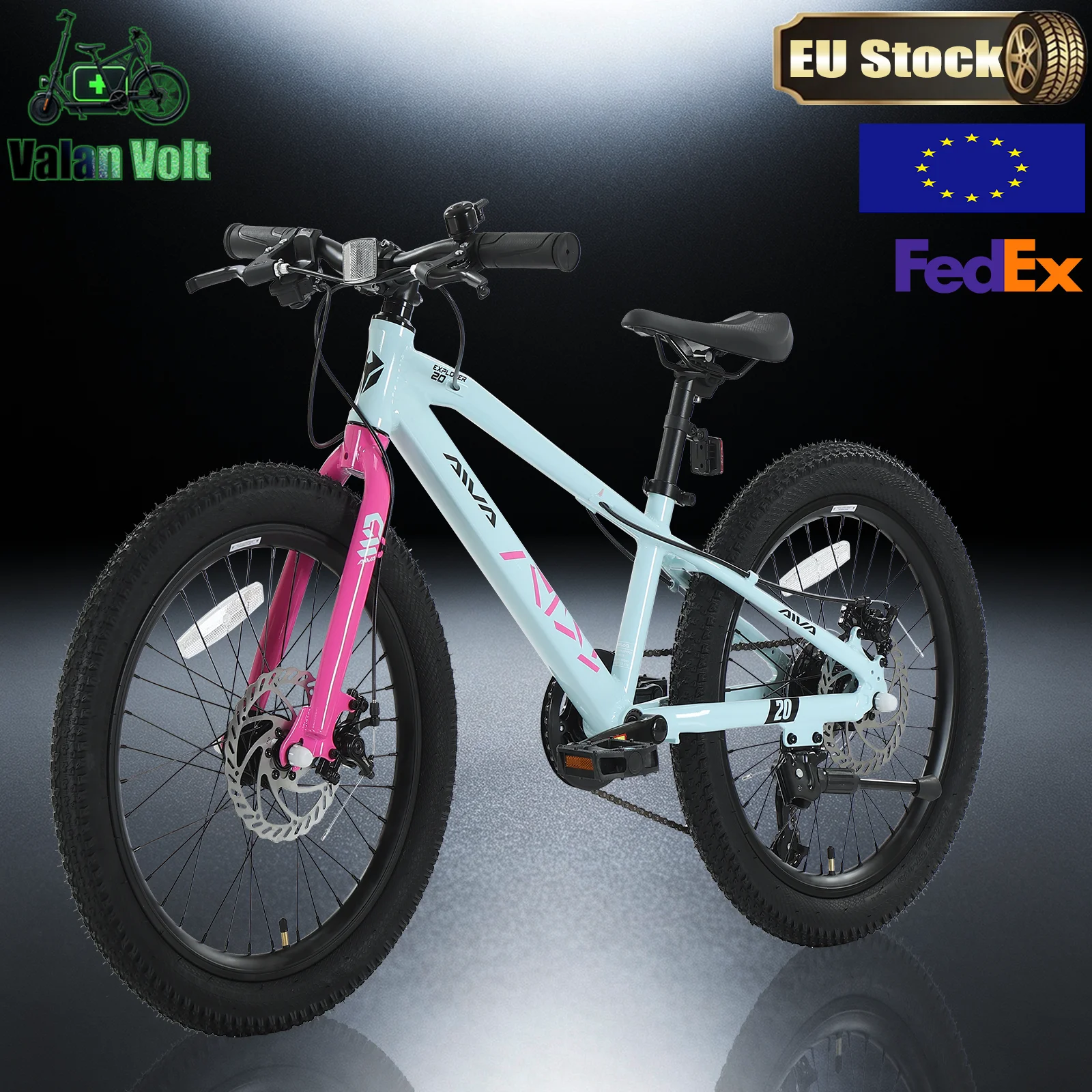 Vélo de montagne AIVA EXPLOPER 20 Low-Step pour adolescentes, cadre en alliage d'aluminium, taille 10”, pneus 20” x 2,35”, freins à disque mécaniques, vélo de ville, de sport et de route adapté aux débutants