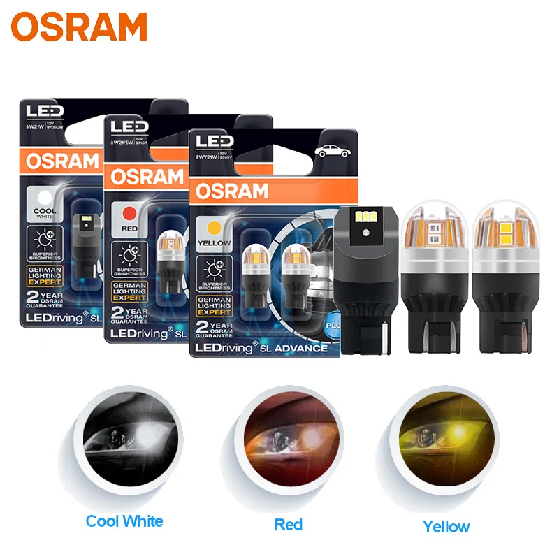 

OSRAM LED T20 W21W WY21W W21/5W Turn Signal Light 7440 7443 LEDriving SL Advance LED Car Reverse Lamps Brake Stop Bulbs, Pair