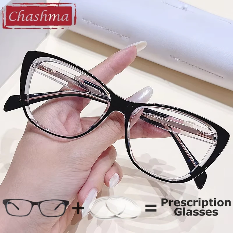 Chashma Prescription Glasses Women TR90 Myopia Cat Eye Light Optical Recipe Reading Lenses Spring Hinge Gafas Teens Eyeglasses