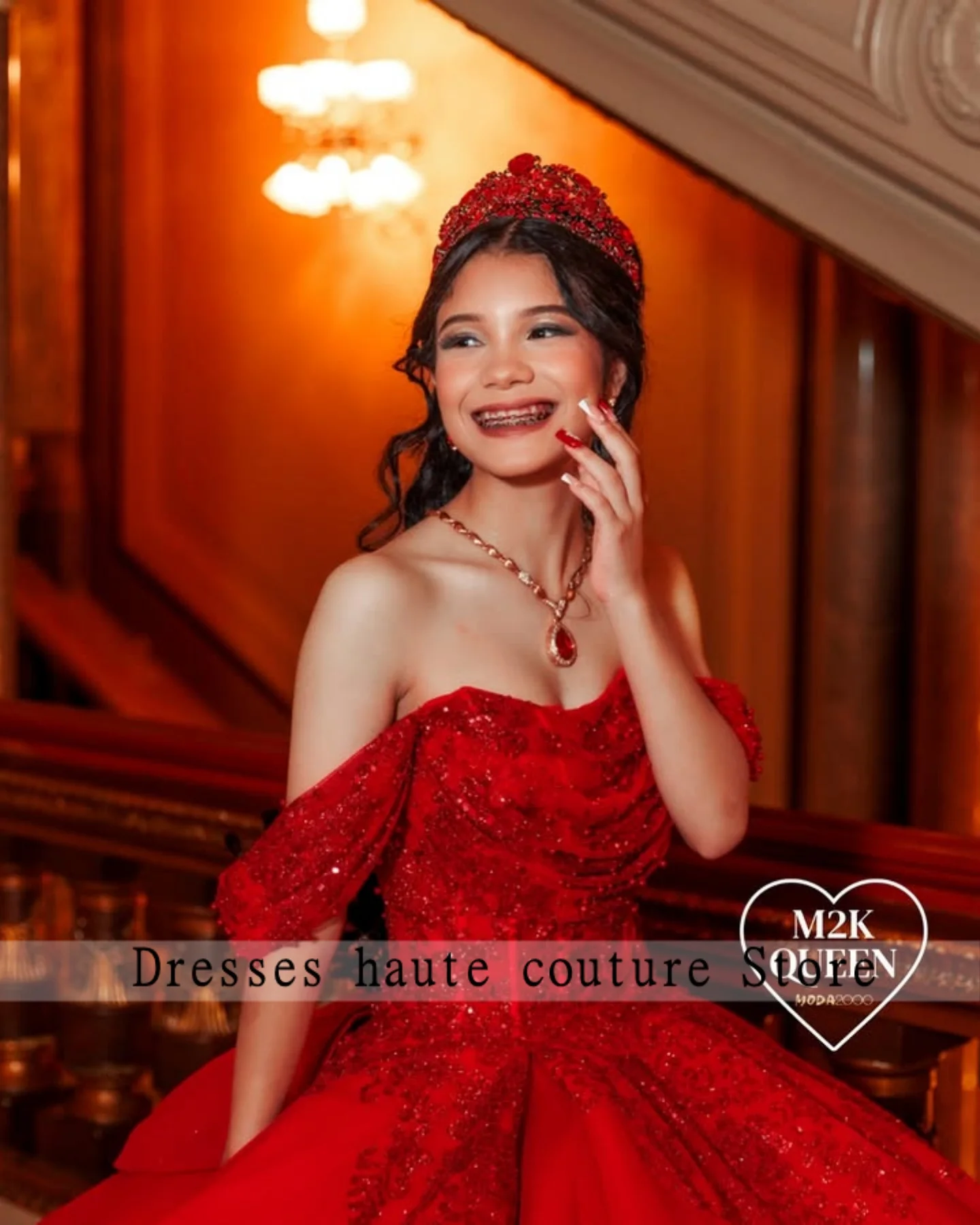 

Мексиканское красное кружевное платье Quinceanera с аппликацией по индивидуальному заказу, бальное платье 2025 с бантом и корсетом из бисера, милое платье 16, Vestido De 15 Anos