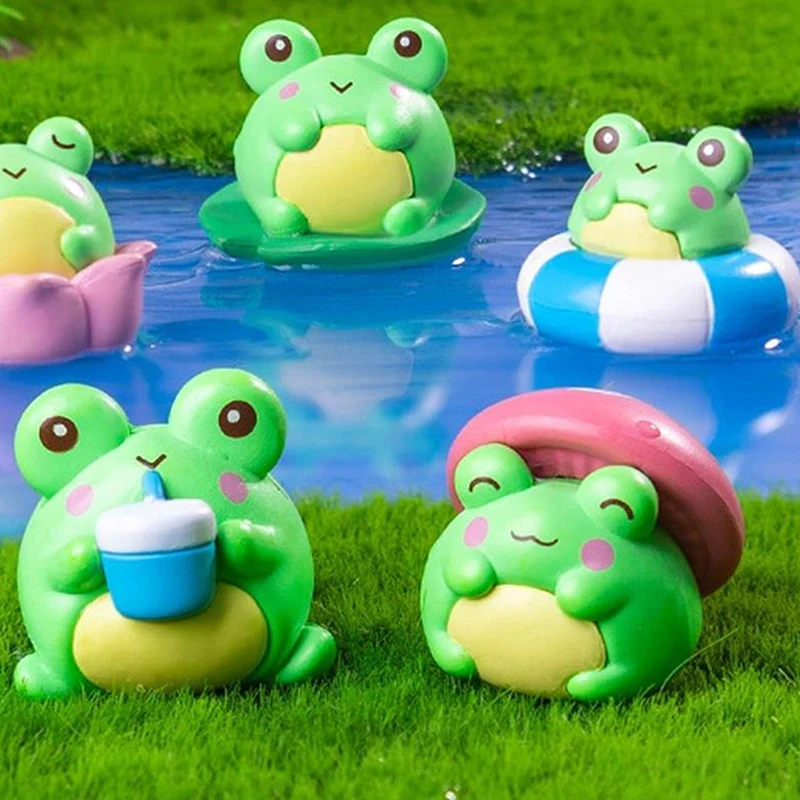 8 Styles/Set Creative Mini Frogs Car Desktop Ornaments Micro Landscape Ornaments Miniatures Frog Decoration DIY Accessories Gift