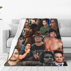 Dylan O'Brien Photo Collage Flannel Blanket Stiles Actor Funny Throw Blankets for Sofa Bedding Lounge Rug Piece