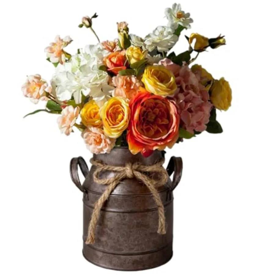 Vintage Rustic Decorative Flower Vase Metal Bucket