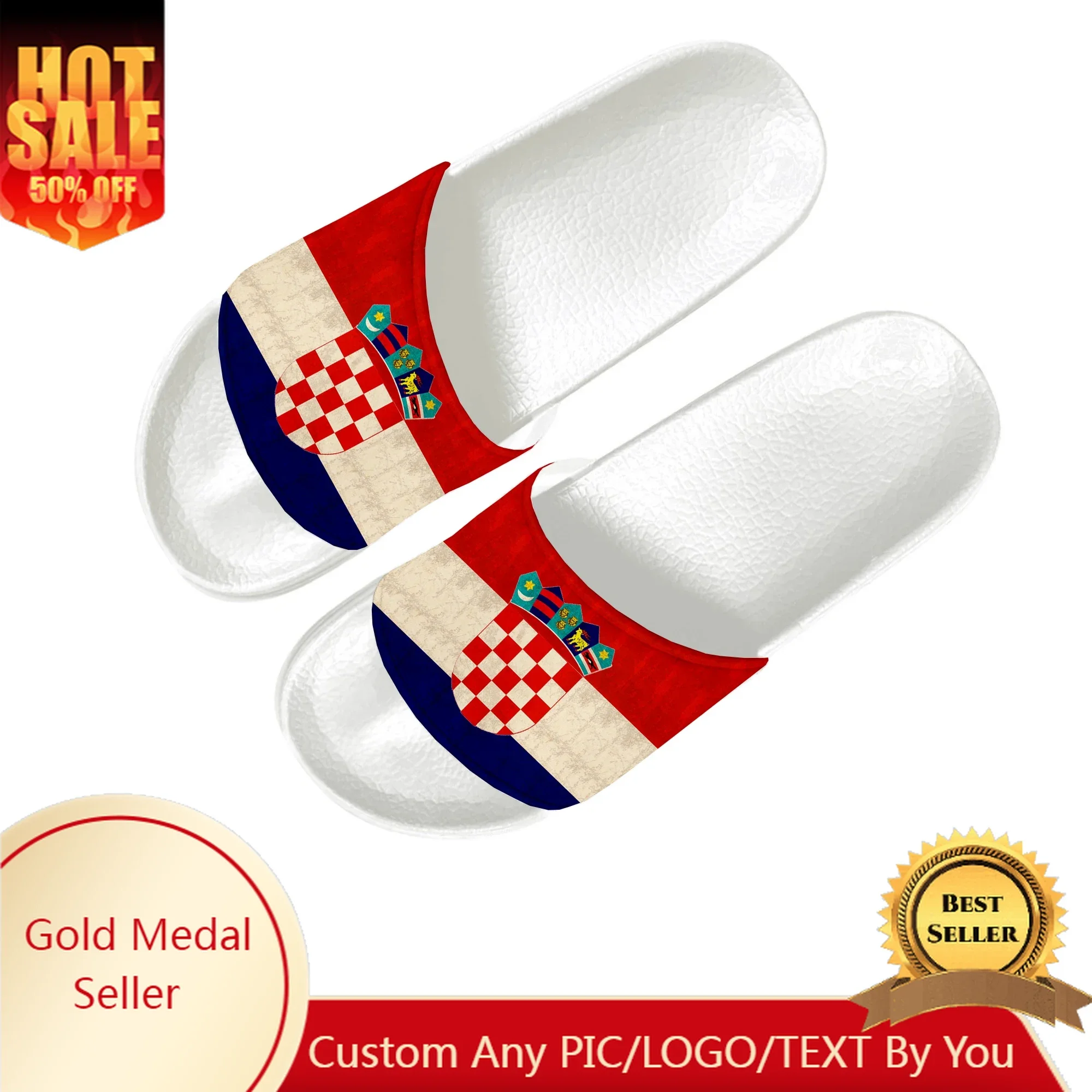 Croatian Flag Slippers Home Water Shoes Men Women Teenagers Croatia Beach Pool Sandals Custom Made Summer Slipper