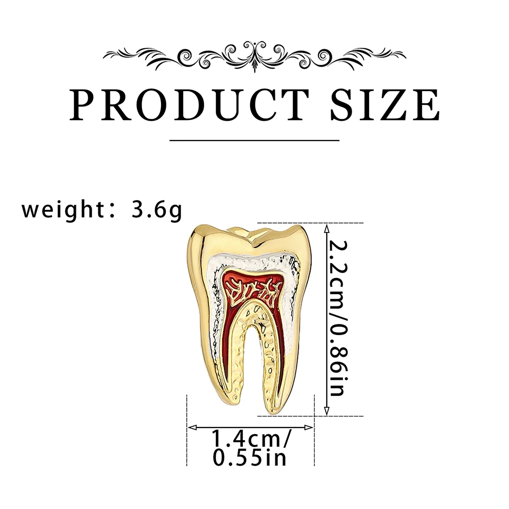 Hanreshe Luxury Tooth Pin Dental Medical Brooch for Dentist Doctor Nurse Badge Jewelry Accessories Medicine Gift