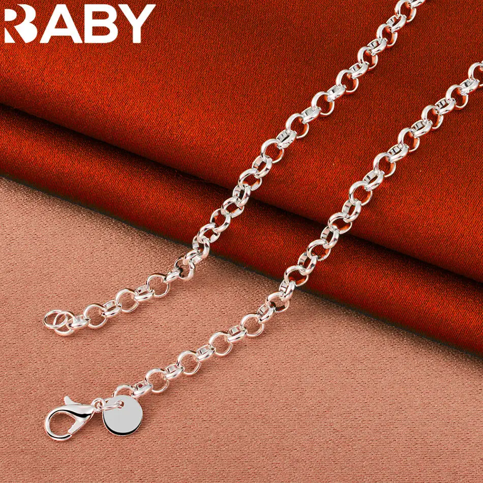 

URBABY 925 Sterling Silver 45cm Small Round Pendant Necklace For Women Charm Trend Birthday Gifts Fashion Party