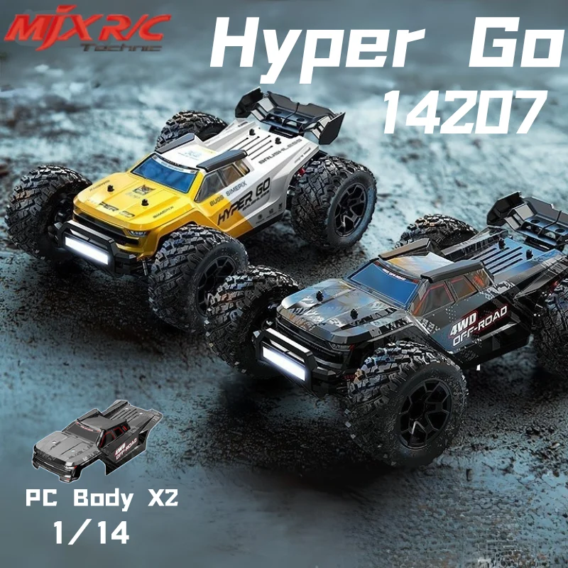 سيارة MJX HYPER GO 1:14 الجديدة بدون فرش تعمل بالتحكم عن بعد 14207، Bigfoot عالية السرعة، شاحنة سباق السيارات على الطرق الوعرة، هدية عيد للأطفال
