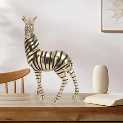 Resin Zebra Statues Gold Vivid Slip Resistant Compact Simulated Animal Statues For Home Decoration