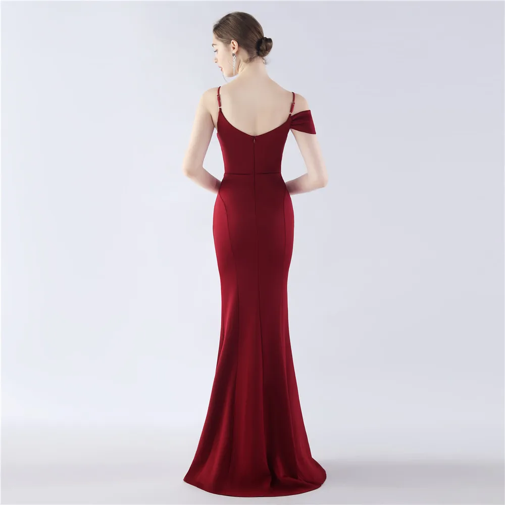 Stunning V-Neck Floor-Length SATIN Prom Dress Mermaid Evening Gown Customized