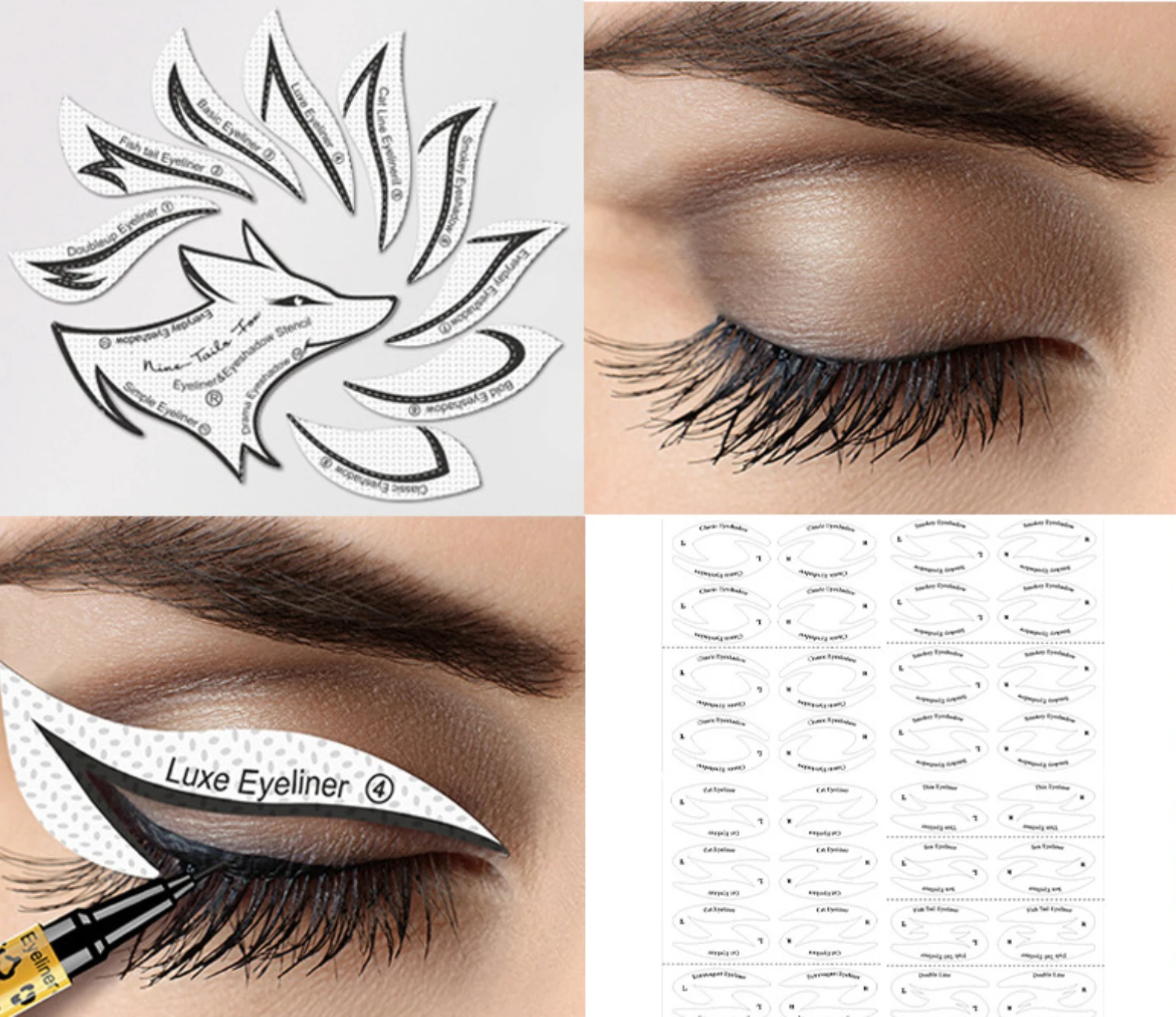 Pochoirs de maquillage pour les yeux, modèle de moule, sourcils, ombre à barrage, outil de maquillage pour les yeux, carte autocollante, outils saillants