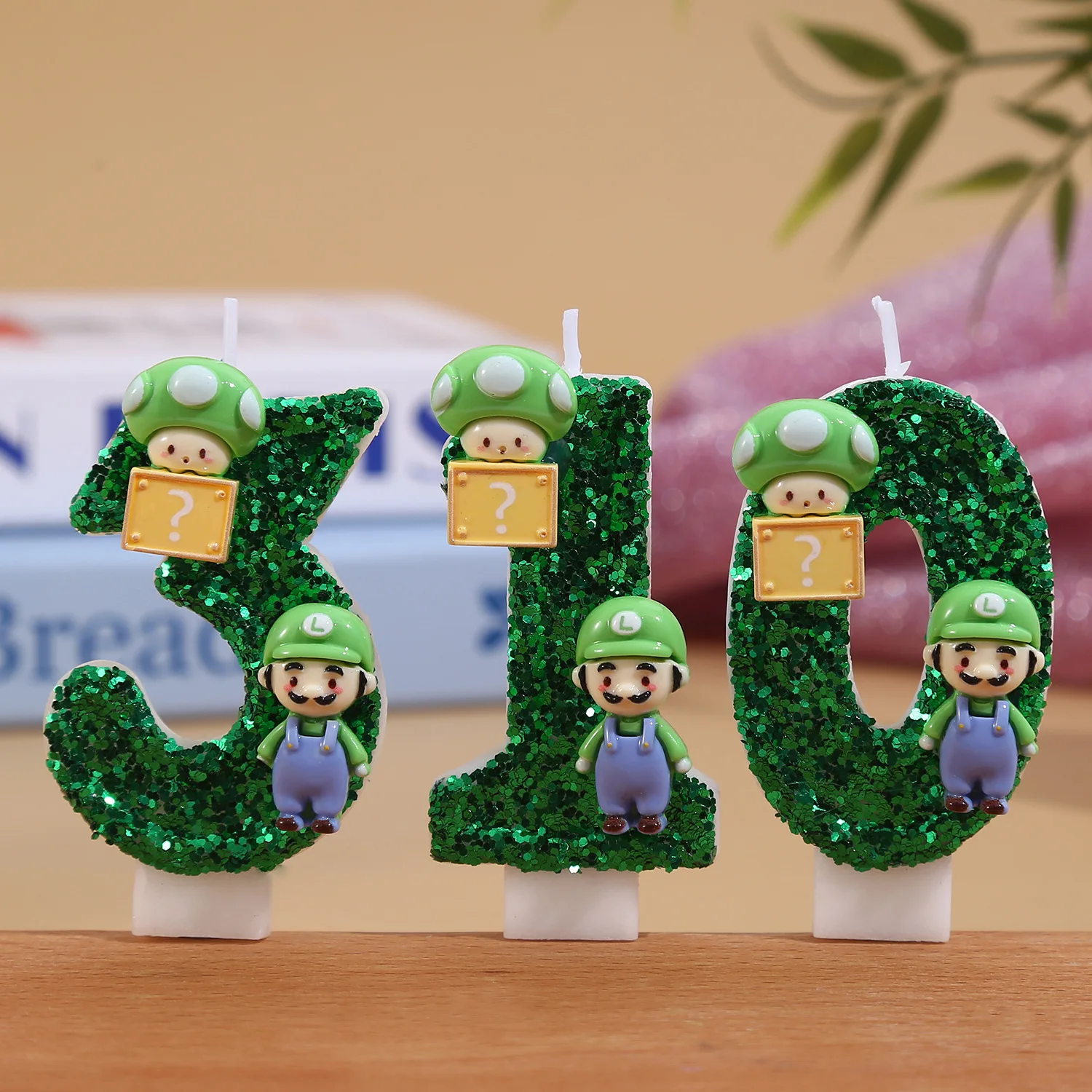 Velas de Mario Bros con Números del 0 al 9 para Decoración de Pasteles de Cumpleaños, Accesorios de Fiesta de Mario Bros