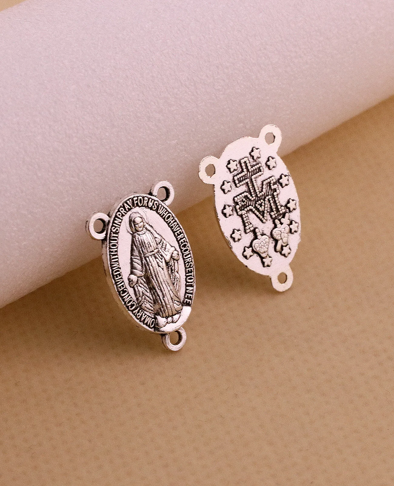 40Pcs Catholic Virgin Mary Rosary Center Our Lady Medalla Milagrosa Centerpieces Connectors for DIY Jewelry Accessories