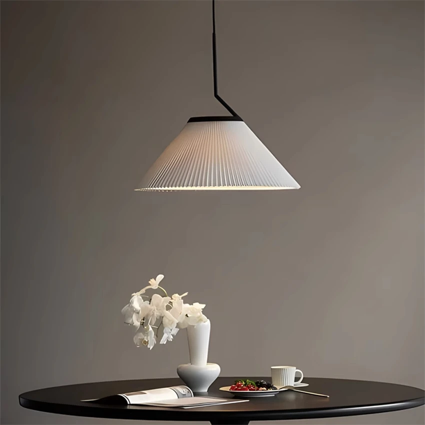 Nordic cloth cover pleated decorative pendant lights bedroom dining room lamps living room study lighting hanging lamp fixtures
