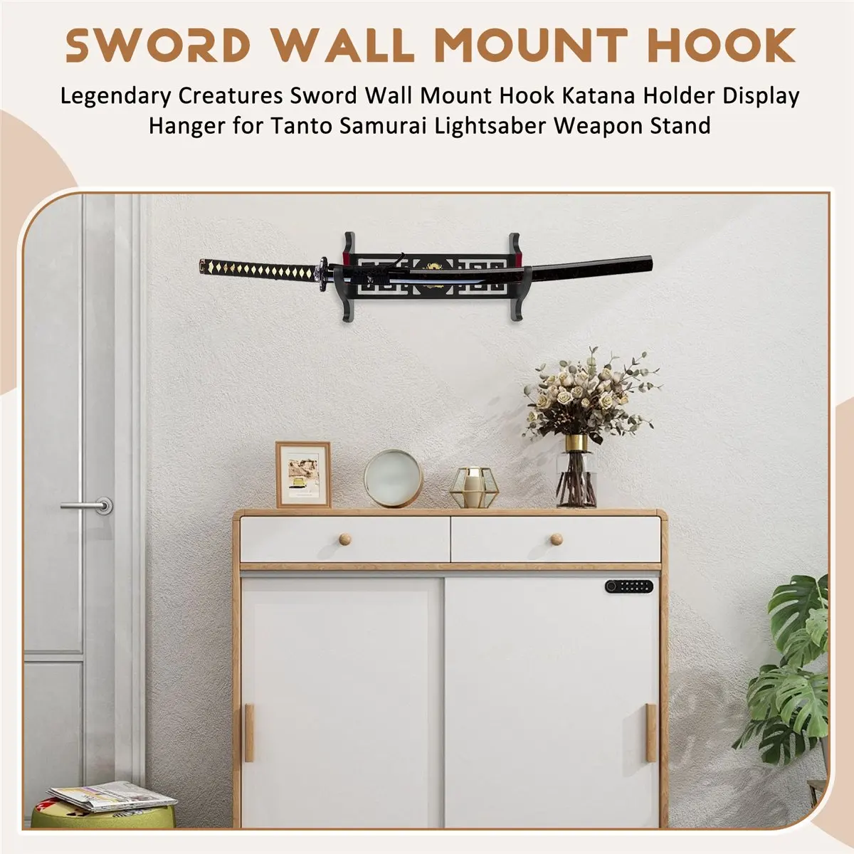 【STOCK】 Creatures Sword Wall Mount Hook Katana Holder Display Hanger for Tanto Samurai Lightsaber Stand,1 Tier
