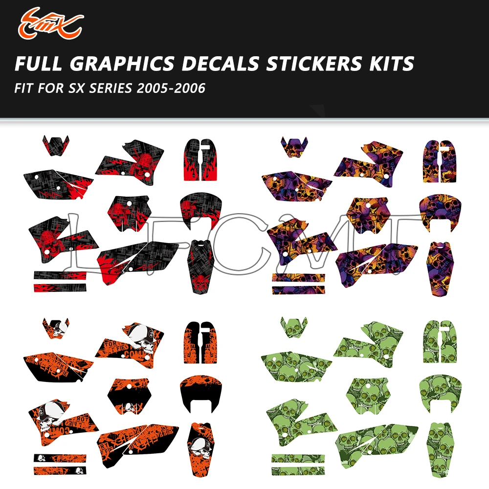 

Motorcycle Decor Sticker Kits Full Graphics Background Decals Fit for 125 250 300 SX Series SXF SX-F 250 350 450 2005 2006