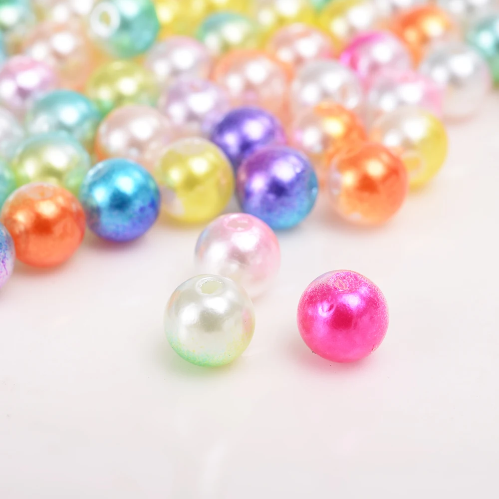 100 Stück Bunte Glänzende ABS-Kunststoffperlen Gemischte Farben Lose Abstandsperlen für Schmuckherstellung DIY Armband Halskette Bastelbedarf – Detail 3