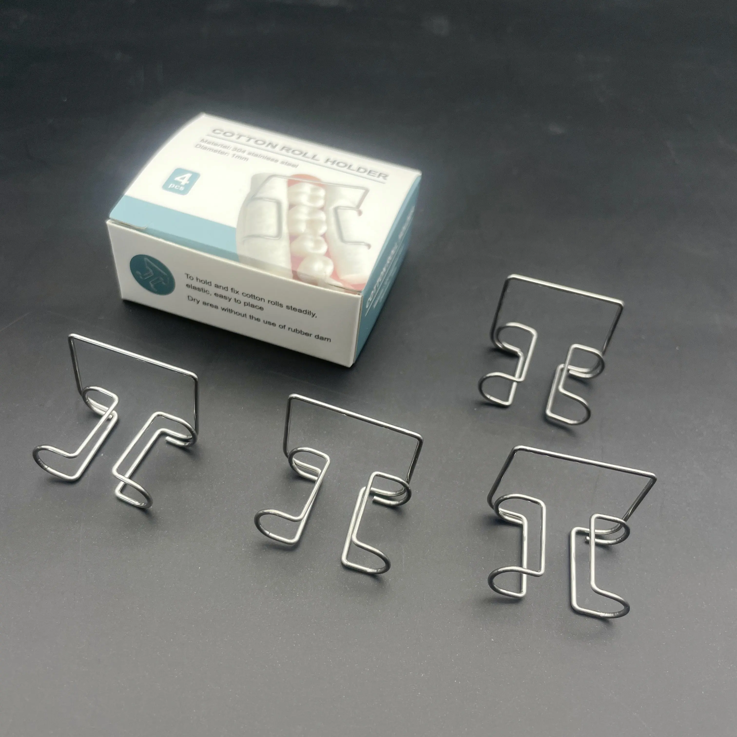 4Pcs Dental Cotton Roll Clip Stainless Steel Autoclavable Cotton Roll Holder For Dentist Clinic Dentistry Lab Supplies Tools