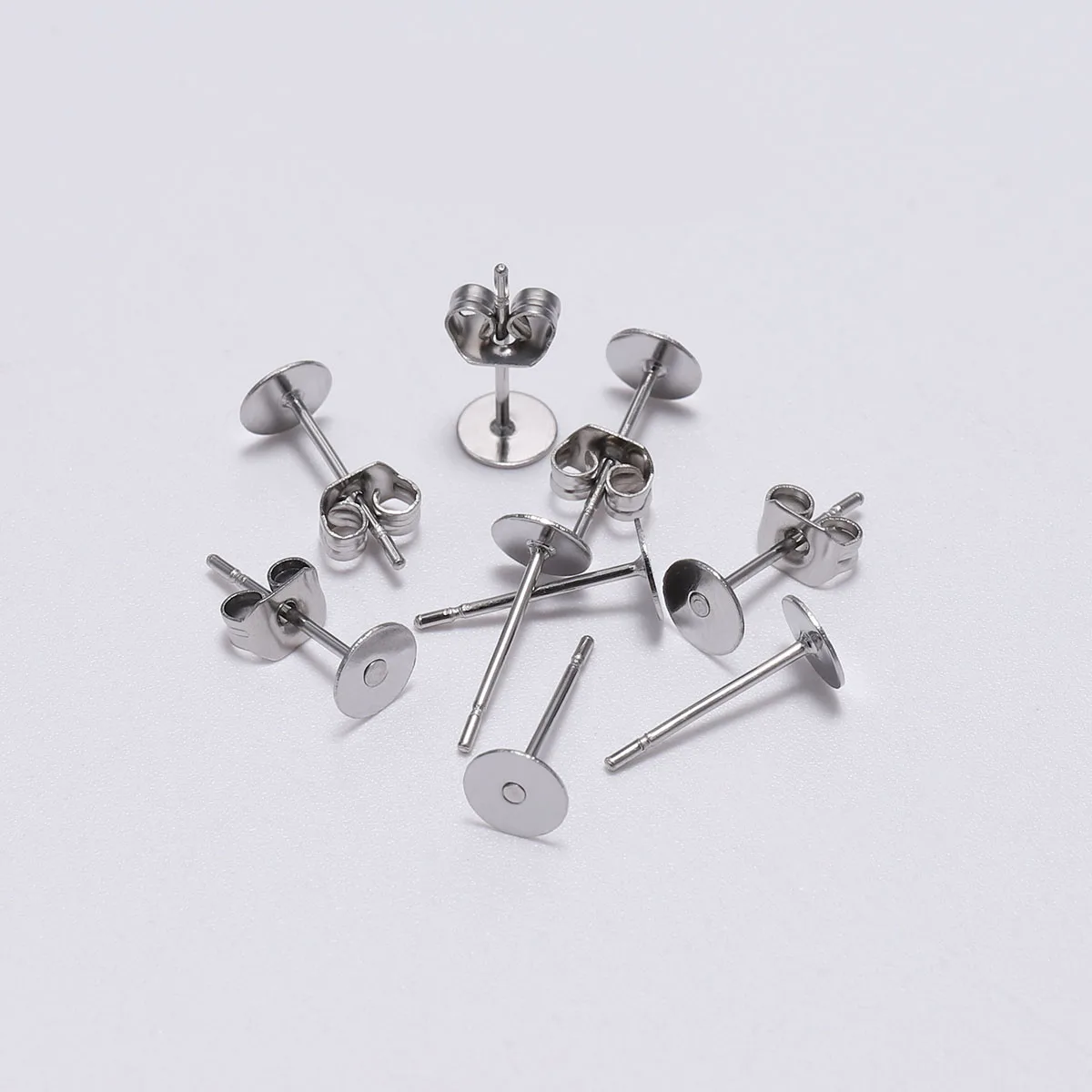 100pcs/lot Gold Stainless Steel Blank Post Earring Studs Base Pins With Earring Plug Findings Ear Back For DIY Jewelry Making