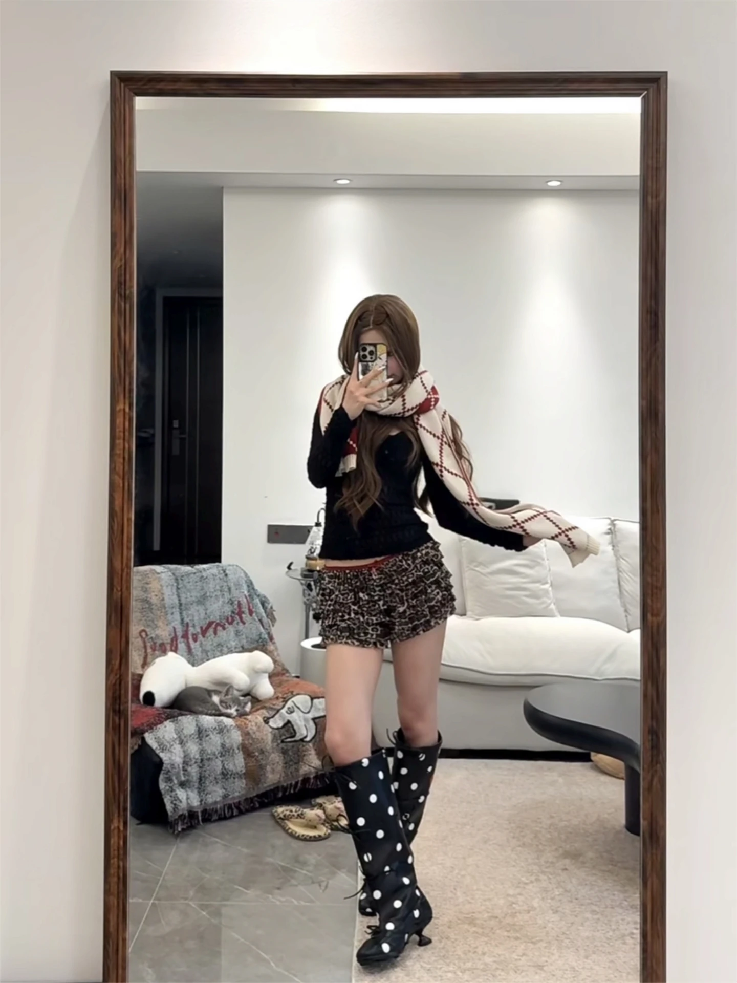 발레 타이 나비 매듭 롱 튜브 부츠 폴카 도트 패턴 여 - Boots 리뷰 및 가격