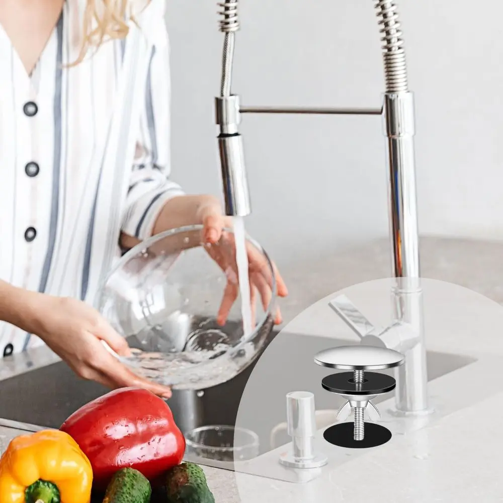 غطاء فتحة حوض أسود فضي قوي وموثوق من الفولاذ المقاوم للصدأ M6 غطاء فتحة الصنبور قابس ثقب الحوض #2