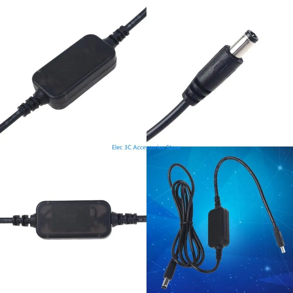 Y51A USB C PD Type C Male to 12V 20V 5.5x2.1mm Male Step Up Power Supply Cable for Wifi Router LED Light CCTV Camera and More