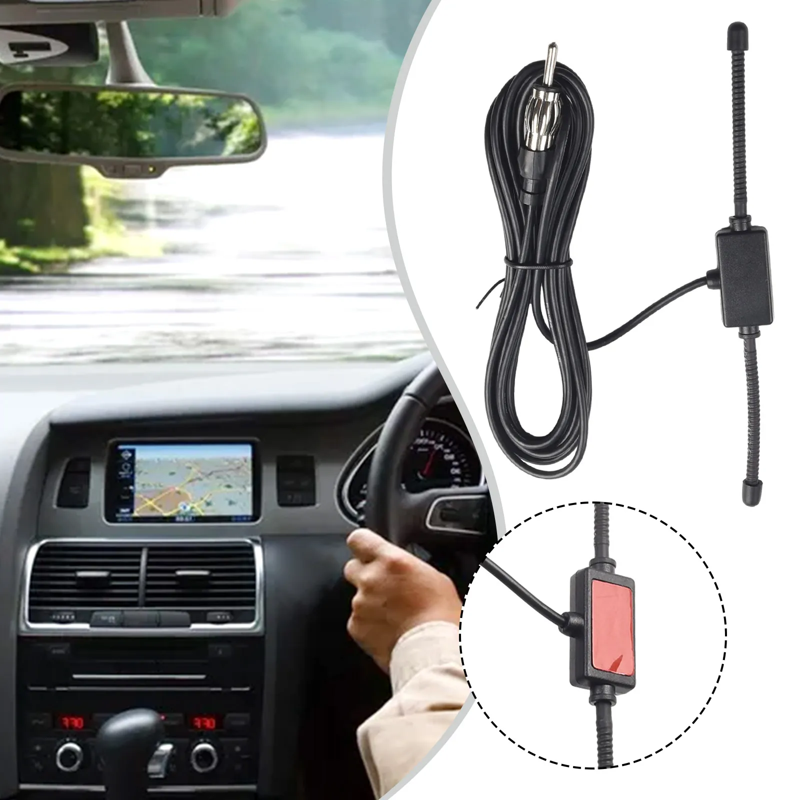 Car Radio Antenna AM/FM Radio Horn Antenna T-shaped Small Size Hidden Glass Antenna For Vehicle Car Truck SUV Radio Stereo Head