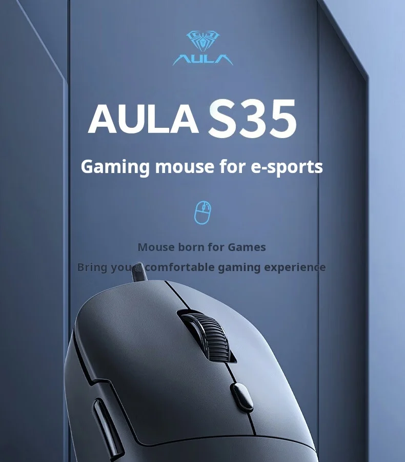 AULA S35 Wired Gaming Mouse 1000HZ Rate of Return Macro Programming Drive Ergonomic Esports Peripherals