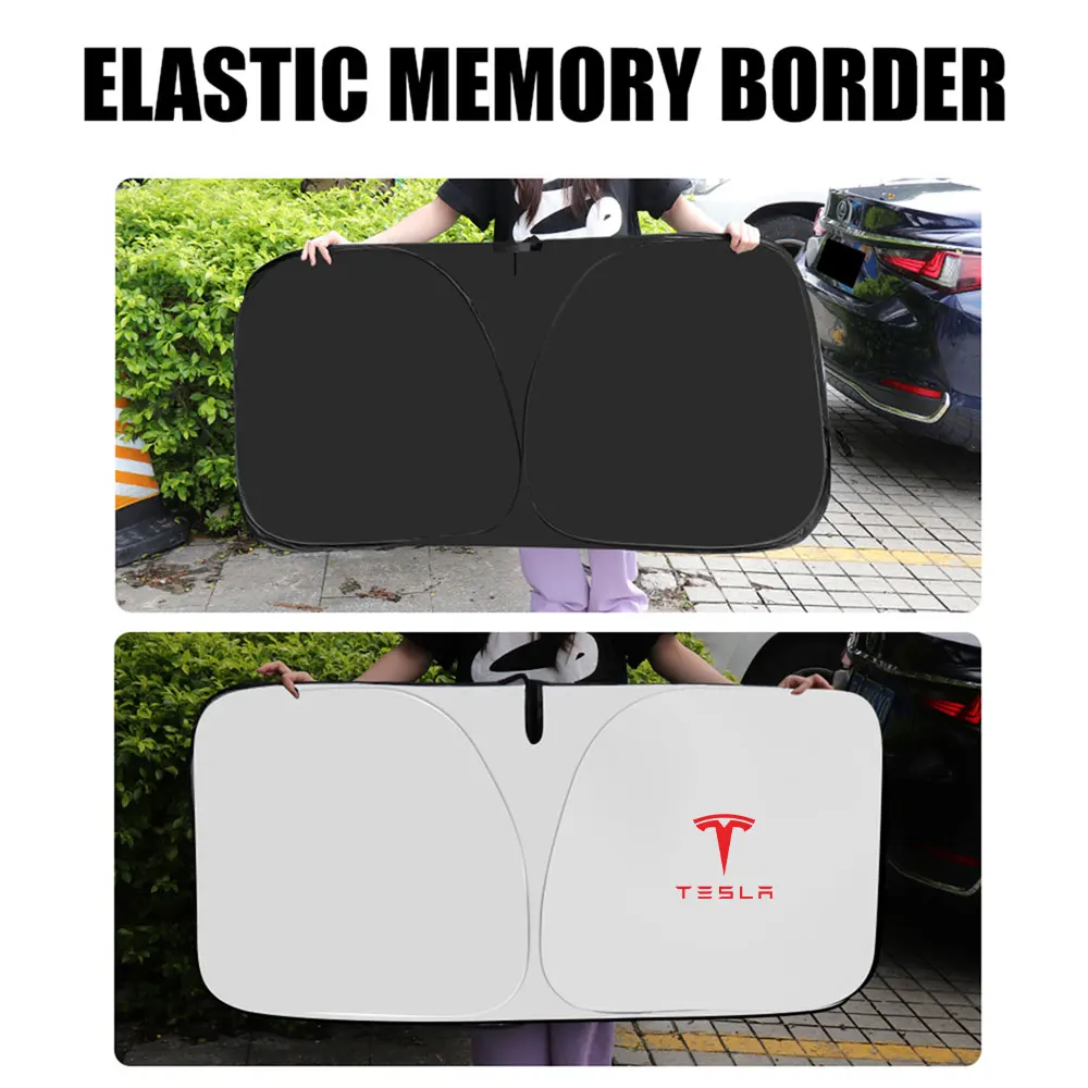 Car Front Windshield Sun Visor Foldable Sun Shade Cover for Tesla Model Y Model 3 2017-2023/MODEL3 Highland 2024 Model S Model X