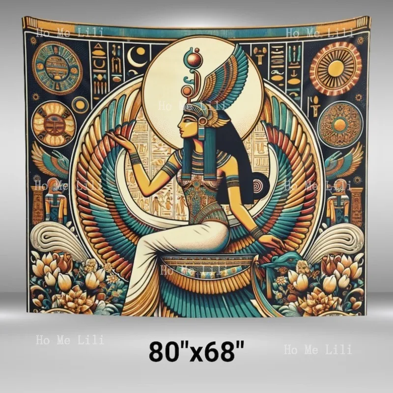 Tapisserie murale de déesse égyptienne, Kemetisme, Art spirituel, mythologie ancienne, décor de vérité, tissu d'autel, reine africaine
