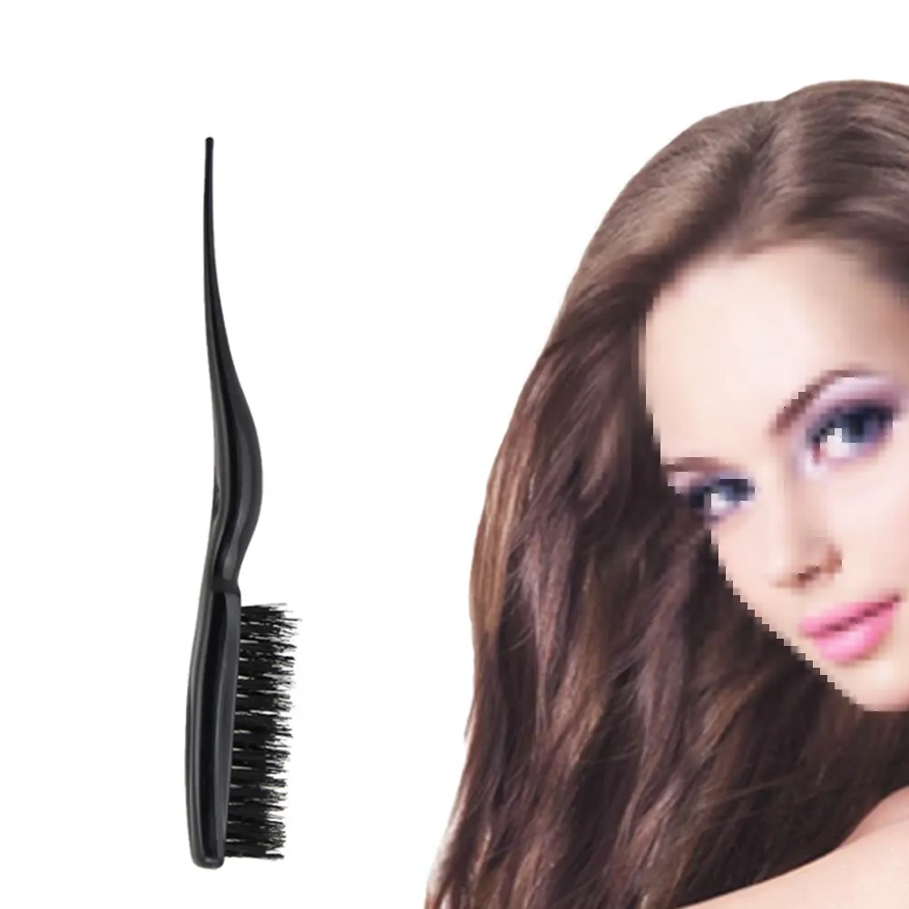 

Black Boar Bristle Hairbrush Three Row Senior Pig Mane Ergonomic Handle Salon Hair Styling Teasing Comb Salon Hairbrush