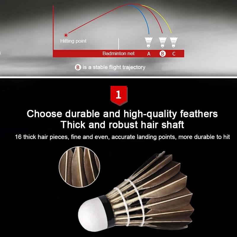 Black Feather Badminton Durable Goose Feather Match Learning Recreational Training Duck Feather Badminton Balls