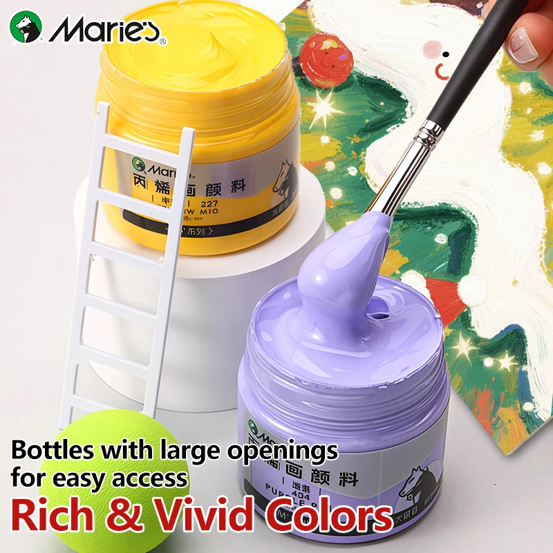 Marie's 5 Bottles Acrylic Paint Set 100ml/3.38oz, High Quality Blue Pigments Kit for Artists,Beginners,Kids,Back to School Use