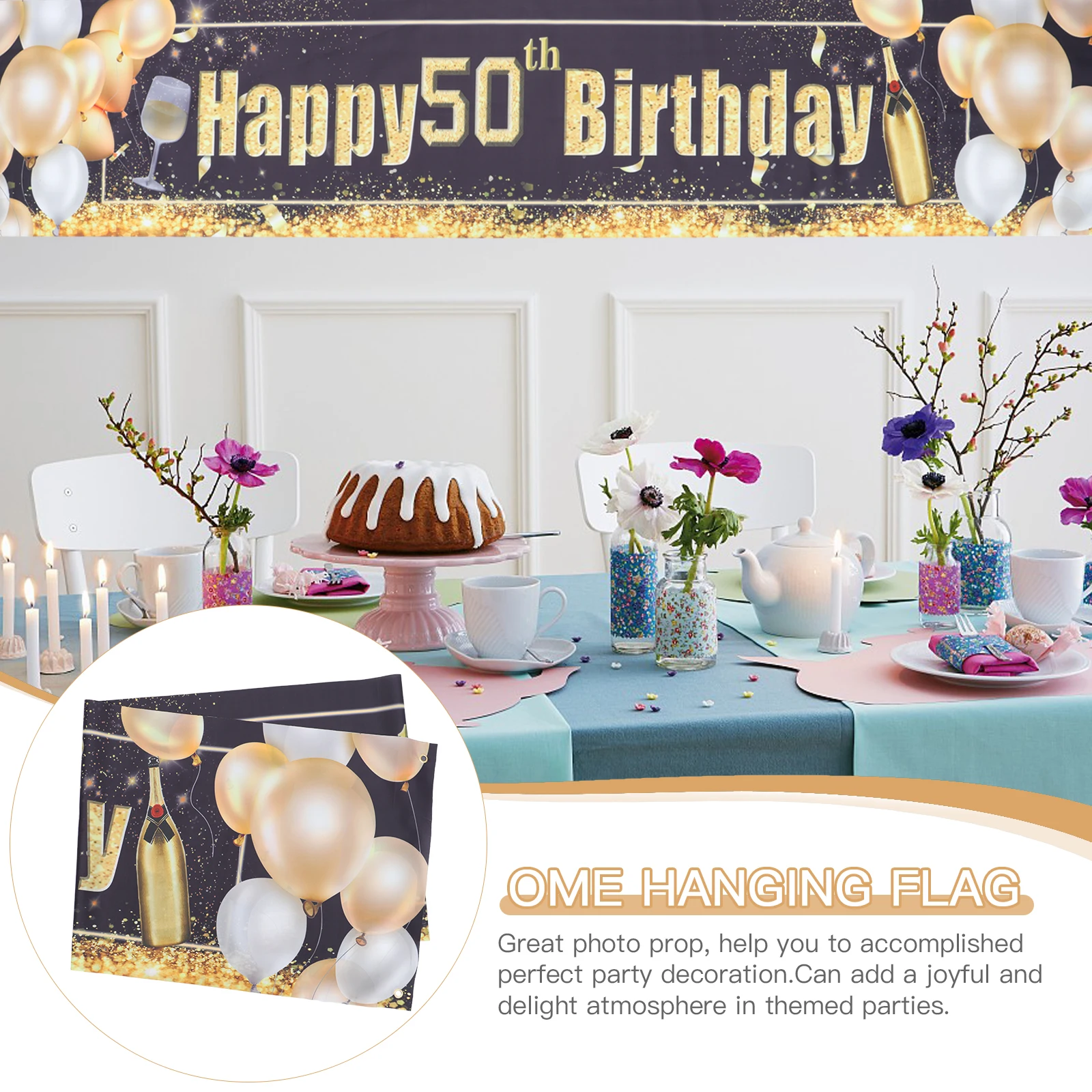 

Birthday Party Decoration Wall Ornament Background Decorative Banner Home Hanging Themed Flag Sign Supplies